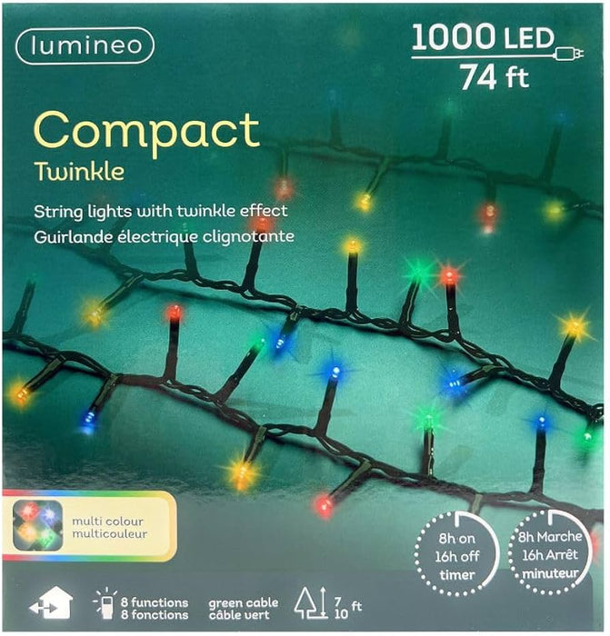 Lumineo LED Twinkle Compact Lights - Multicolour (1000 lights)