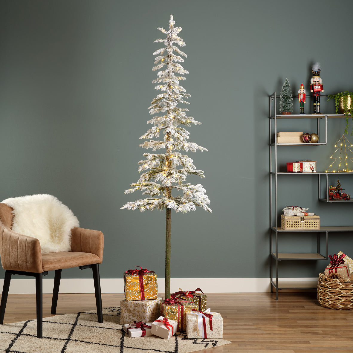 Everlands Pre-lit Snowy Pencil Alpine 210cm (7ft) (ex-display) — Mid ...