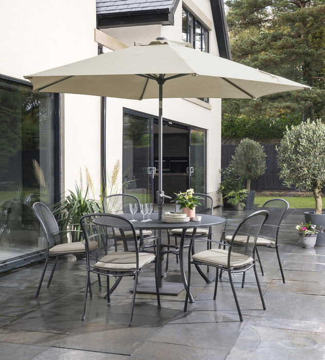 Caredo 6 Seat Complete Round Set inc Parasol & Cushions