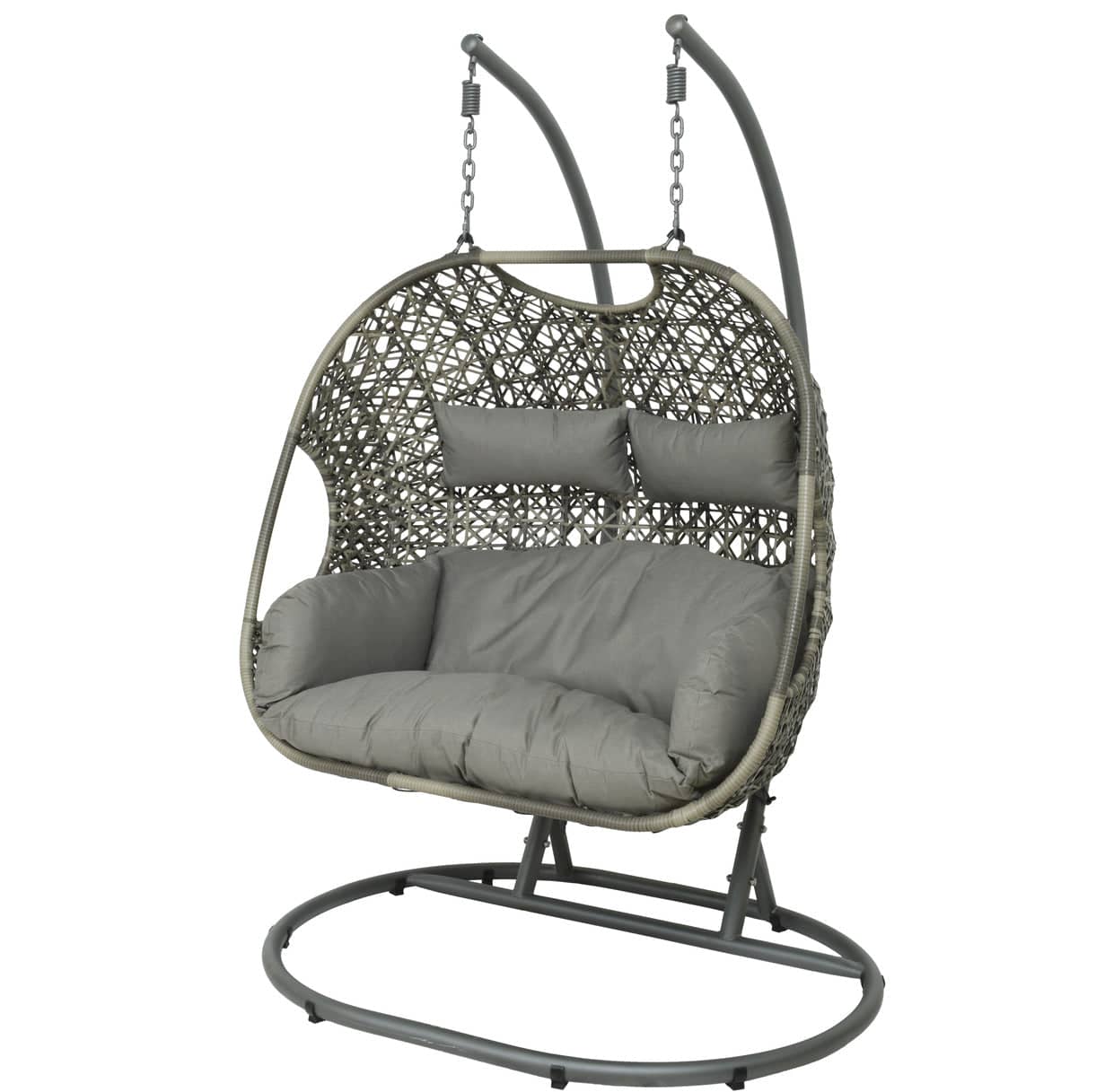 Palermo Hanging Double Egg Chair in Grey Mid Ulster Garden