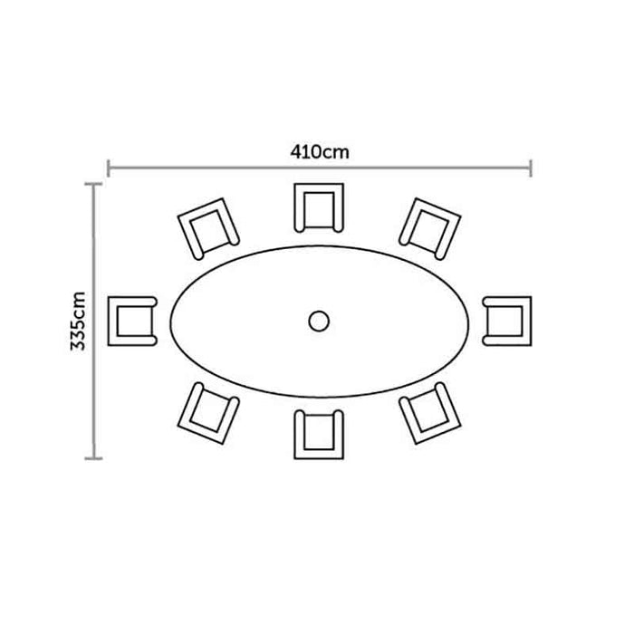 Monterey Dove Grey Rattan 8 Seat Elliptical Dining Set with Parasol & Base