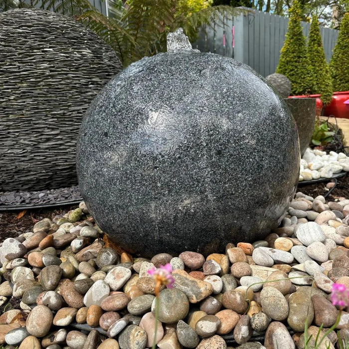 600mm Polished Granite Ball Water Feature with complete kit