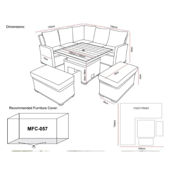 Amalfi Casual Dining Corner Set with high/low table (ex-display)