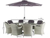 Bramblecrest Monterey Dove Rattan Curved Corner Sofa with Square Firepit table Table & 2 Benches