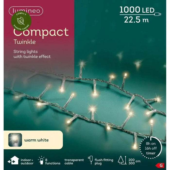 Lumineo LED Warm White Compact Twinkle (1500 Lights) Transparent Cable