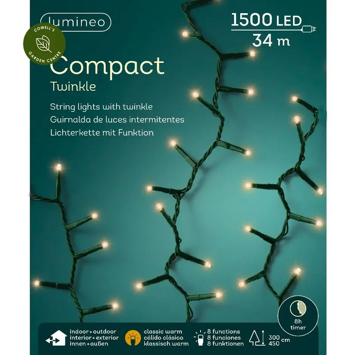 Lumineo LED Twinkle Compact Lights - Warm White (1500 lights)