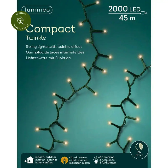 Lumineo LED Twinkle Compact LED Lights (2000 lights) Warm White