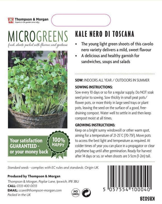 Thompson & Morgan (Uk) Ltd Gardening Thompson & Morgan Microgreens Cavolo Nero Nero di Toscana