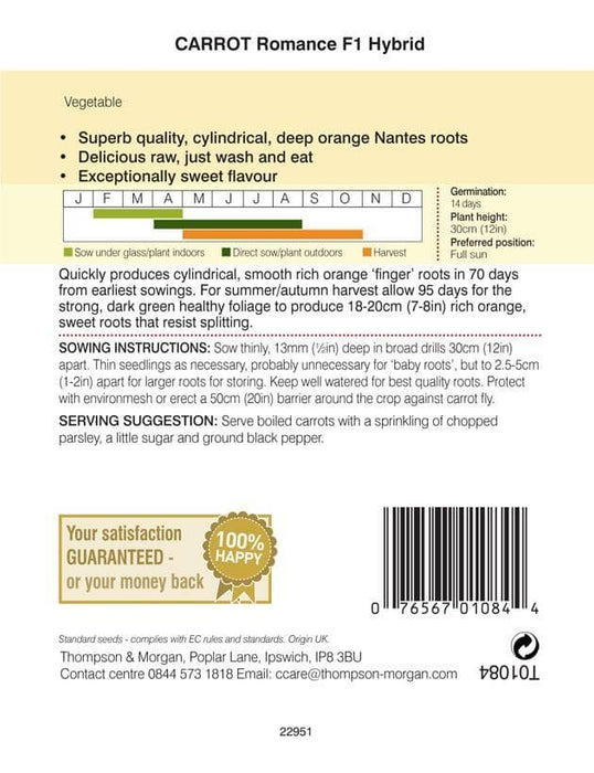 Thompson & Morgan (Uk) Ltd Gardening Thompson & Morgan Carrot Romance F1 Hybrid
