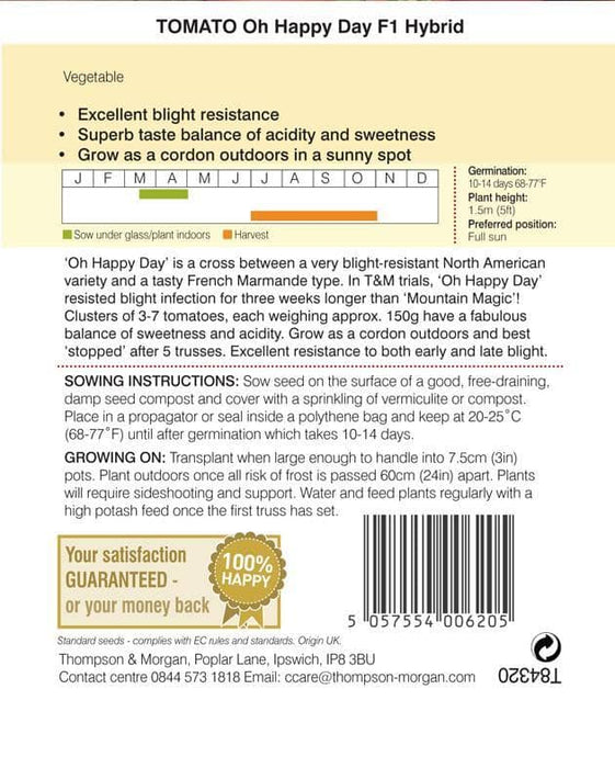 Thompson & Morgan (Uk) Ltd Gardening Thompson & Morgan Tomato Oh Happy Day