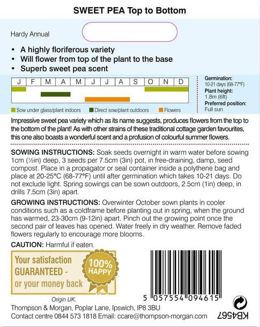 Thompson & Morgan (Uk) Ltd Gardening Thompson & Morgan Lathyrus Top to Bottom