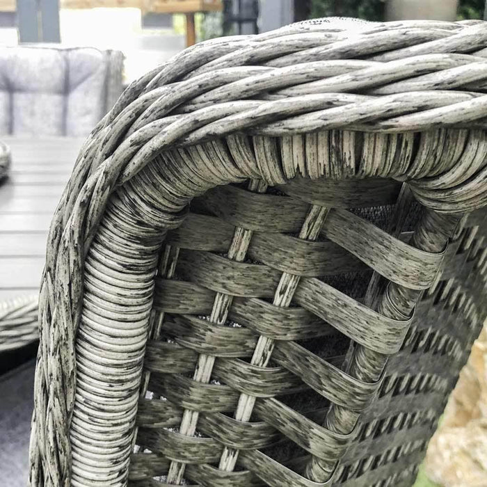 Mercer Garden Furniture Amalfi High Back Grey Rattan Tea for Two Set Polywood Top